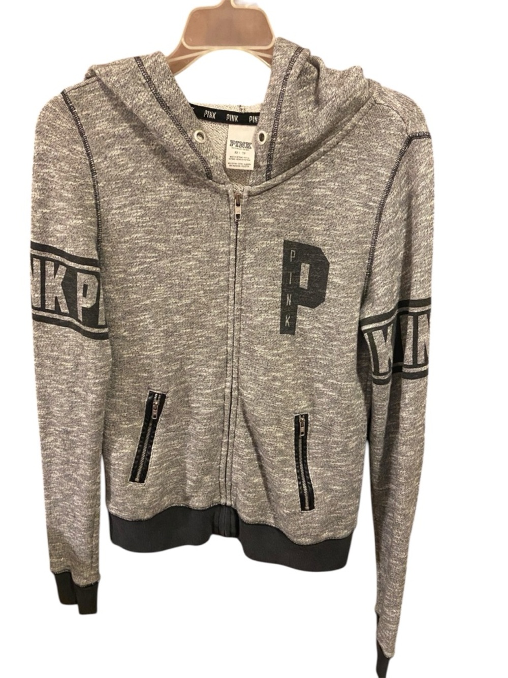 Pink Victorias Secret Gray Hoodie Size XS